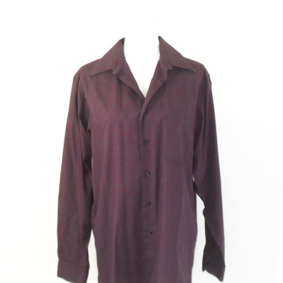 Van Heusen Plum Button Down Shirt Neck 15.5 - Picture 3 of 9
